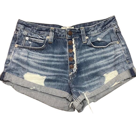 Free People “Romeo” Distressed Denim Shorts – Size 28 - Picture 1 of 8